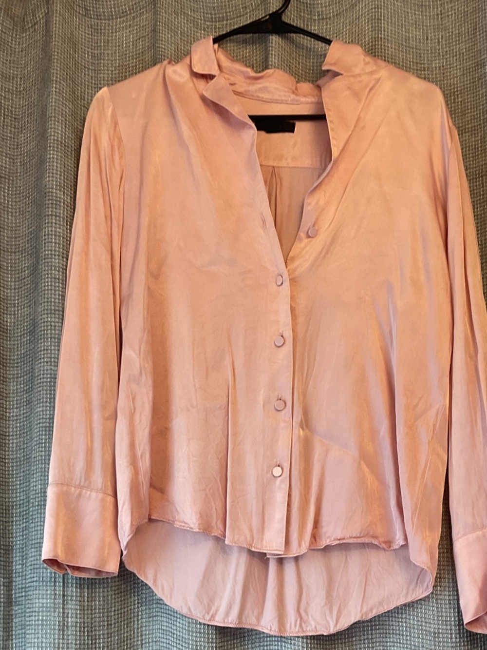 J. Crew Pale Pink Satin Button-Down Blouse